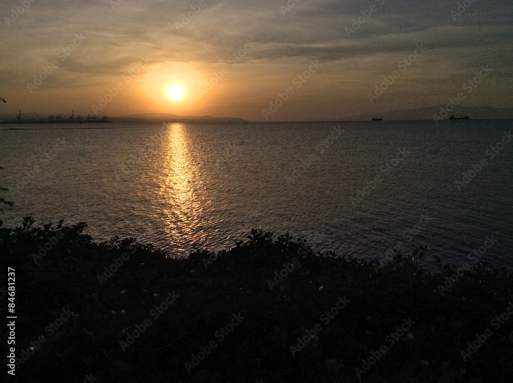 sunset panorama on Djibouti port