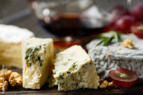 Plate of french cheeses close-up