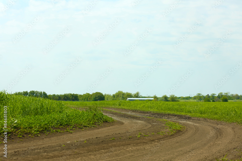 Country road over blue sky background Country road over blue sky background