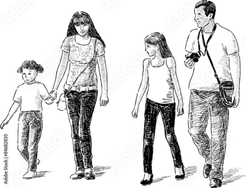 family on a stroll