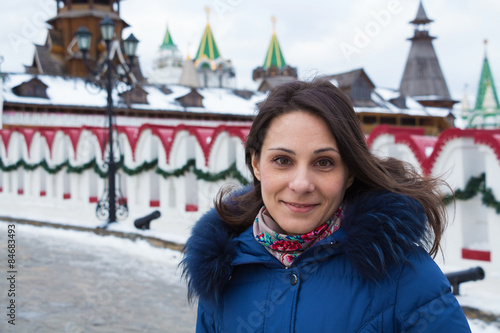 Girl on the bridge in Kremlin of Izmailovo