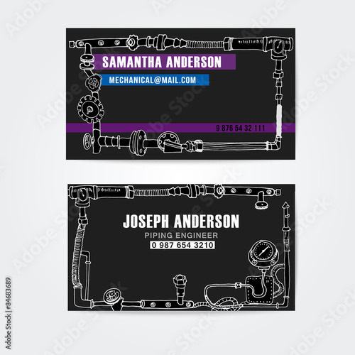 Steampunk style business cards design, steampunk background.