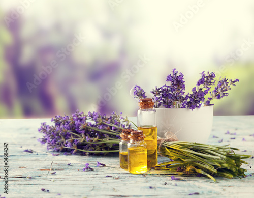 Lavender still life with blur field on background