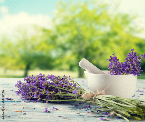 Fototapeta Naklejka Na Ścianę i Meble -  Lavender still life with blur field on background