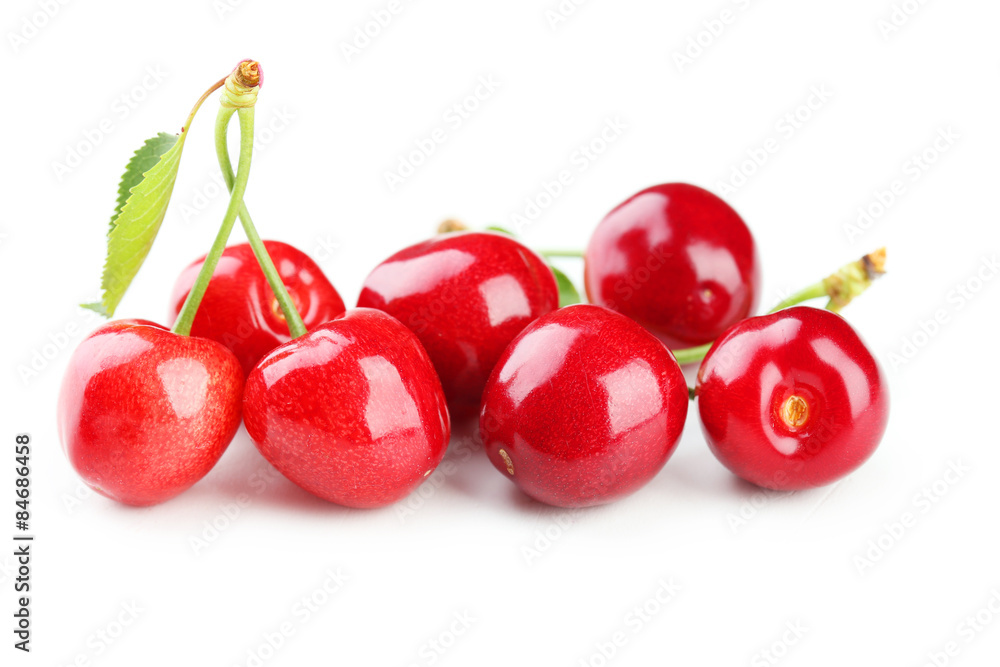 Ripe cherries isolated on white Ripe cherries isolated on white