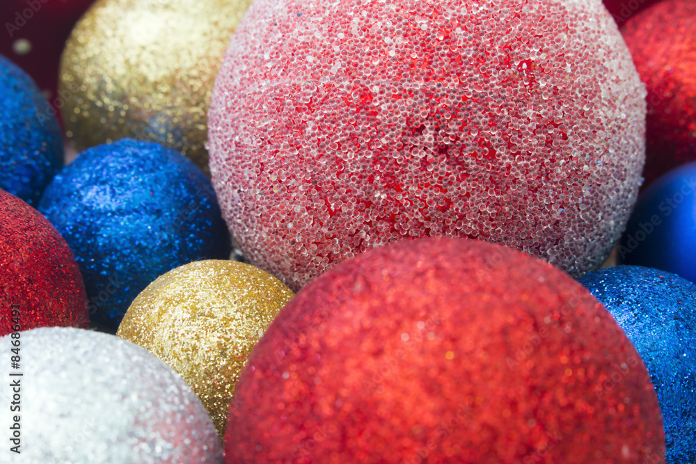 multicolored Christmas toys closeup multicolored Christmas toys closeup