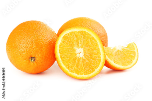 Ripe oranges isolated on white