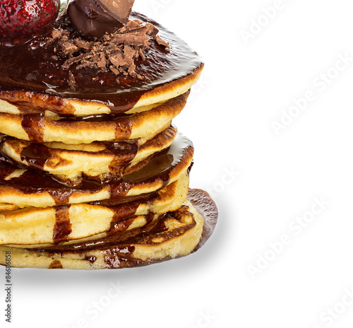 Pancakes with chocolate syrup