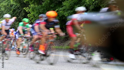 Group of stage road race cyclists