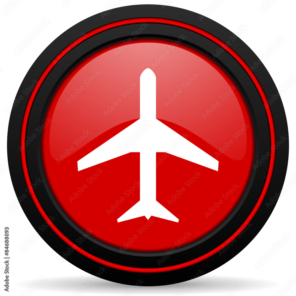 plane red glossy web icon
