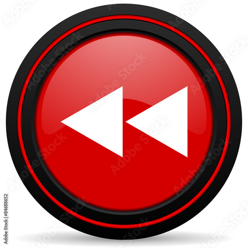 rewind red glossy web icon Free Download rewind red glossy web icon - GFXLoad