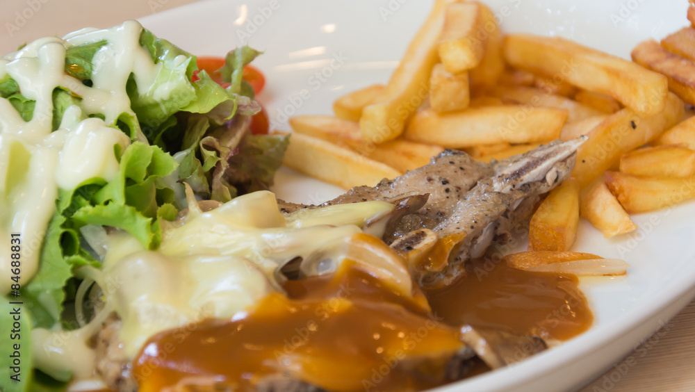 pork chop steak with cheese and black pepper mushroom gravy pork chop steak with cheese and black pepper mushroom gravy