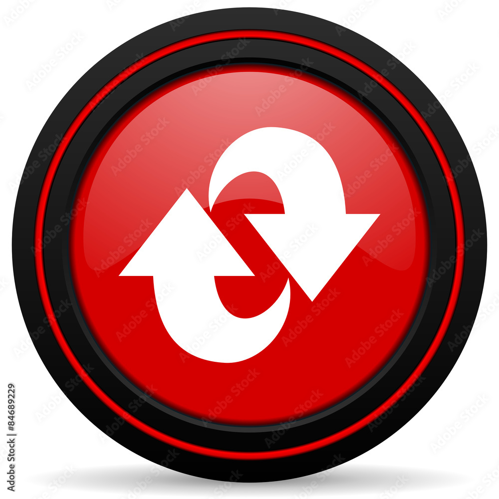 rotation red glossy web icon