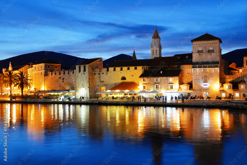 Old town of Trogir in Dalmatia, Croatia by night