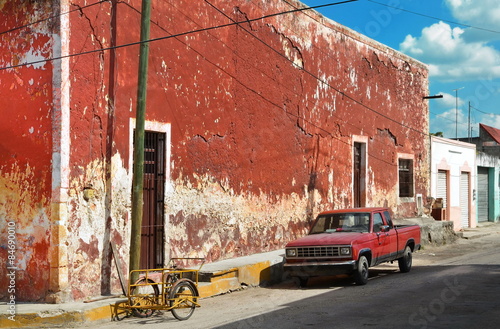 View on house and car in old city Valladolid photo