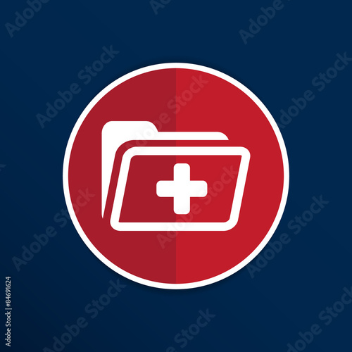 Medical health record folder flat icon for healthcare