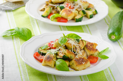 Homemade gnocchi with mediterranean vegetables