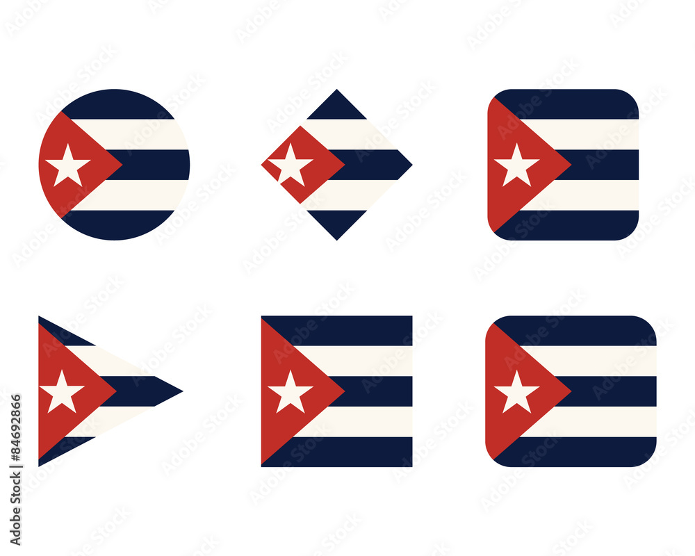 Set of buttons, icons or logo templates with flag of Cuba Set of buttons, icons or logo templates with flag of Cuba