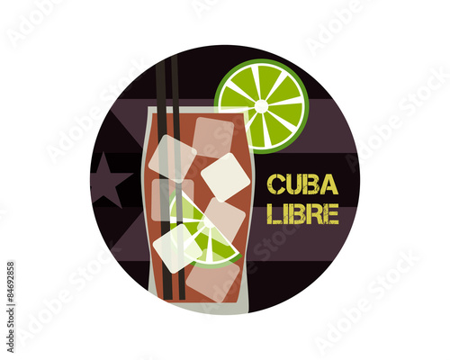 Cuba Libre cocktail. Can be used as icon, logo template
