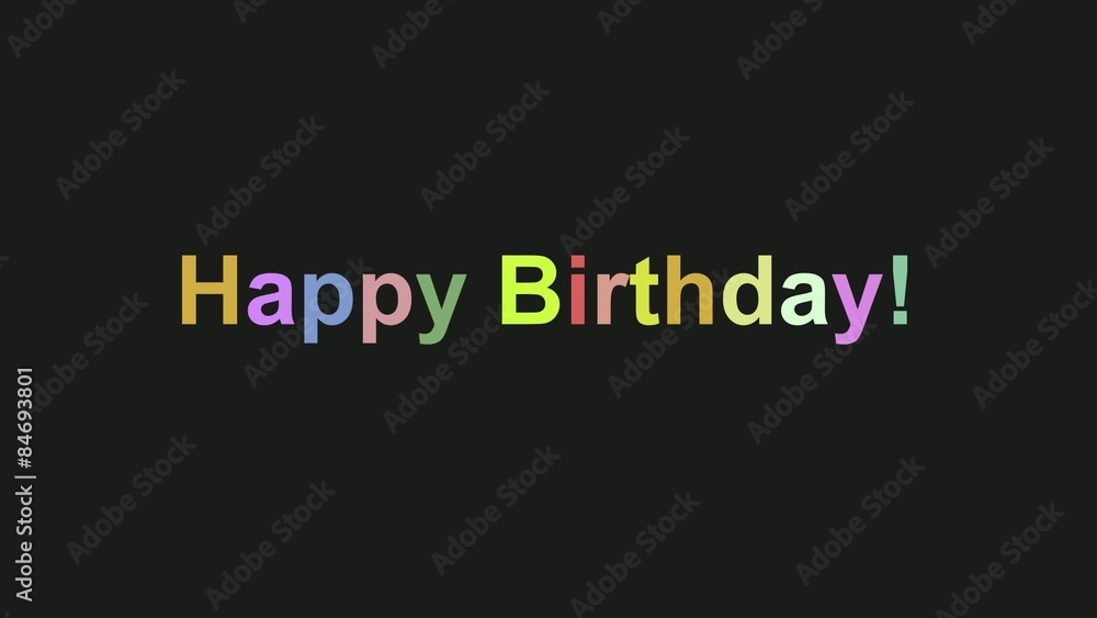Happy Birthday - Bunte Buchstaben und Partikel Happy Birthday - Bunte Buchstaben und Partikel