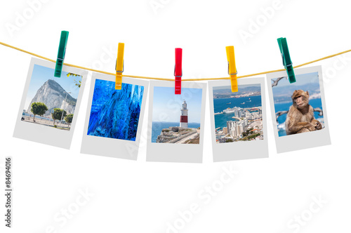 Five photos of Gibraltar on clothesline