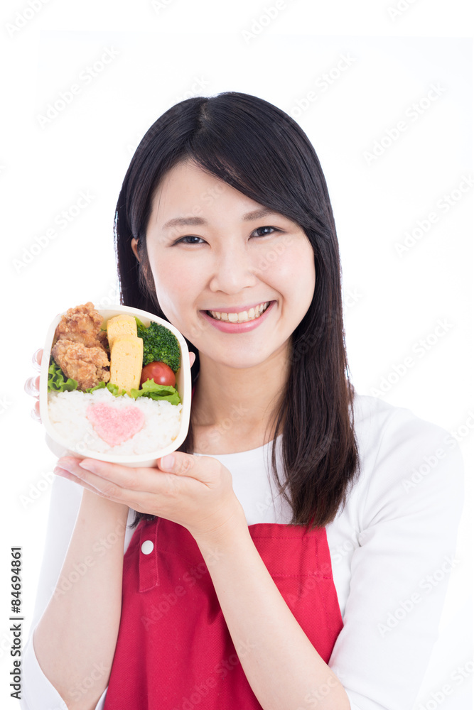 お弁当を持った女性 お弁当を持った女性