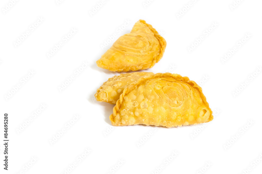 curry puffs isolated on a white background. curry puffs isolated on a white background.