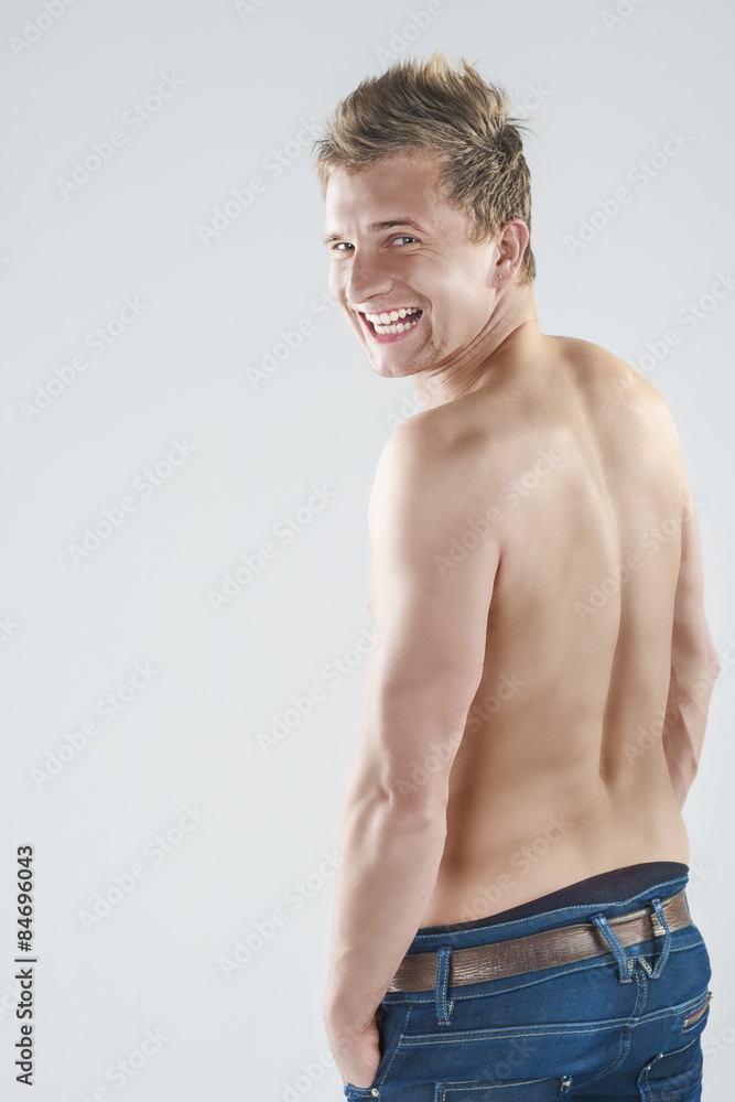 Happy and Smiling Positive Caucasian Man with Tanned Body