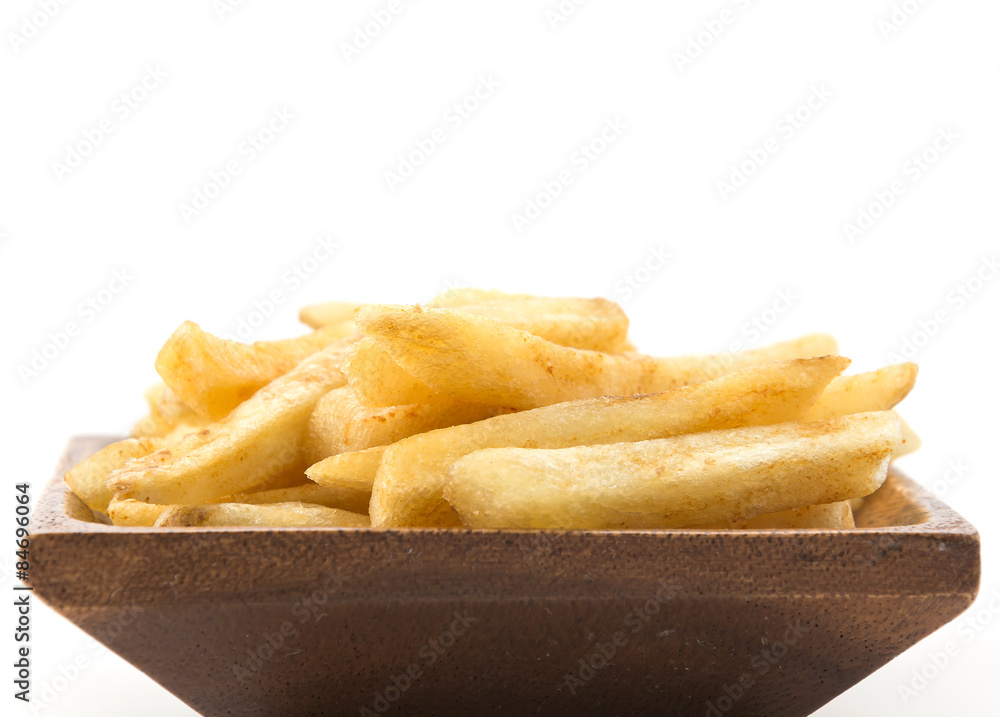 french fries on wood plate french fries on wood plate
