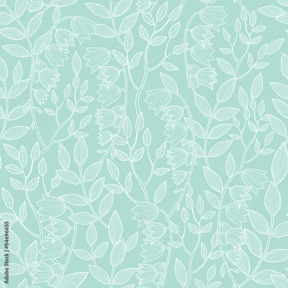 Vector mint green floral texture seamless pattern Stock Vector