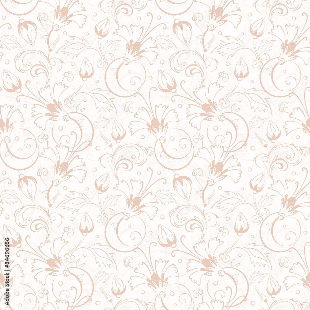 Vector vintage beige turkish floral seamless pattern