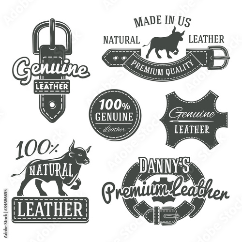 Set of vector vintage belt logo designs, retro quality labels