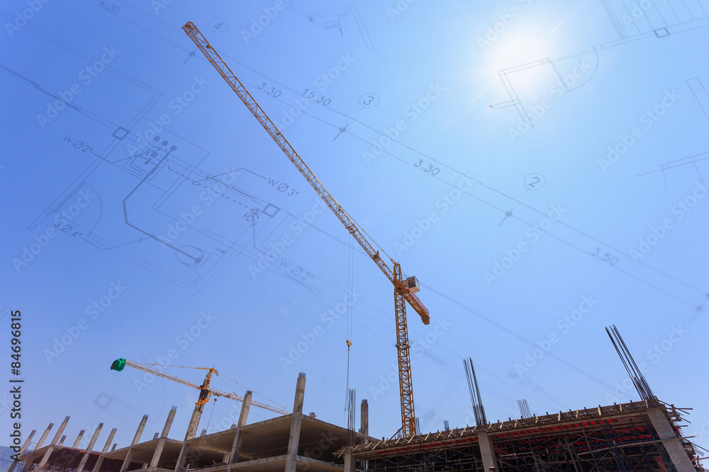 Construction Site with crane on blue sky Construction Site with crane on blue sky