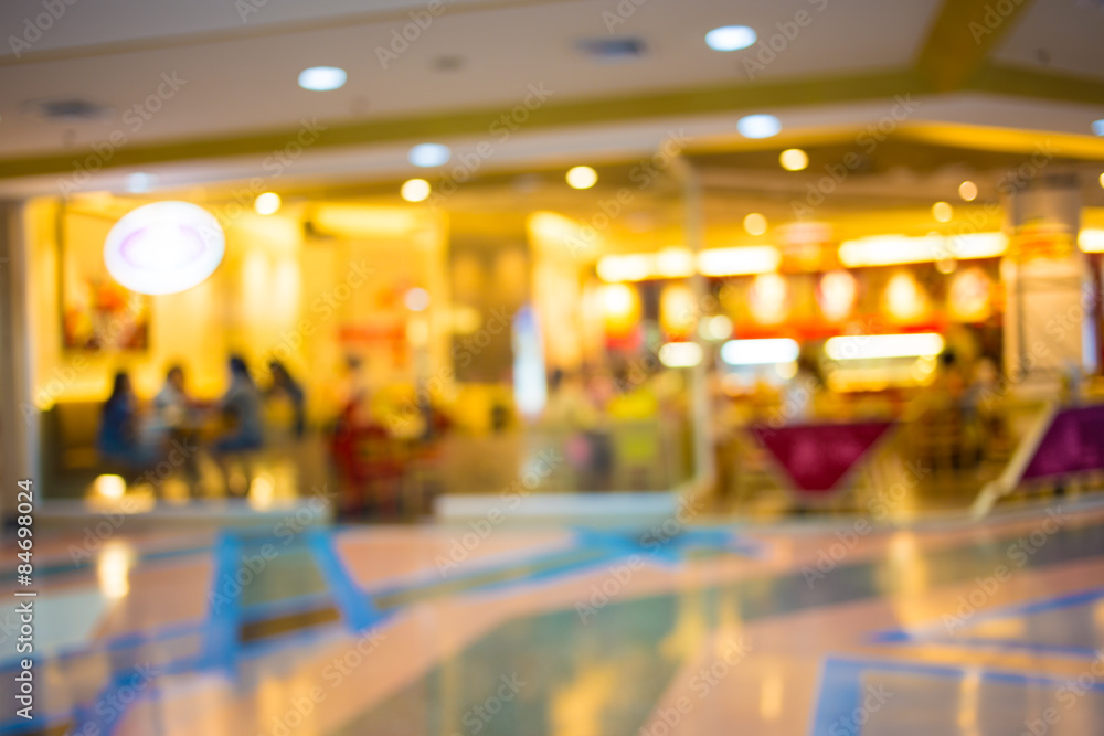 Blurred image of shopping mall and bokeh background.
