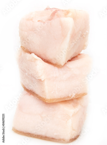 salty bacon on a white background