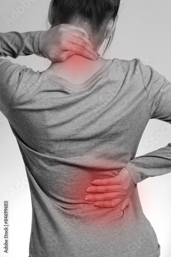 Female with pain back pain and neck pain