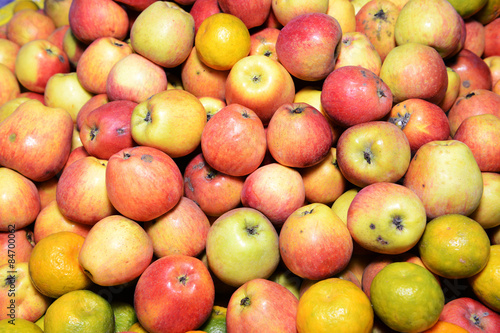 Yummy pile of apples in a market stall