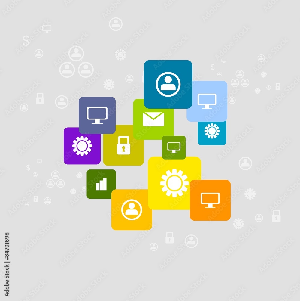 Bright social communication icons background Bright social communication icons background