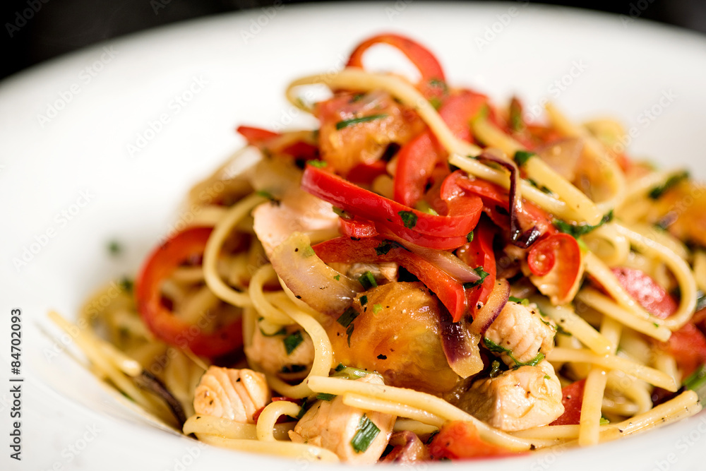 Tasty pasta with chicken. Tasty pasta with chicken.