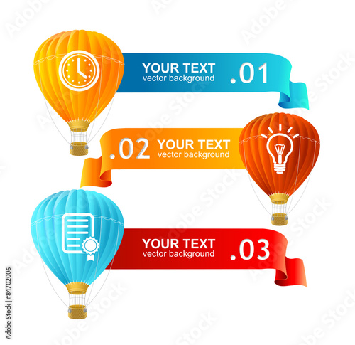Vector. Hot air ballons option banners