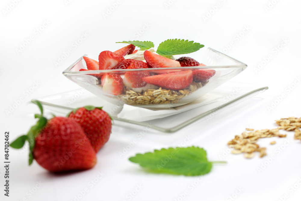 Muesli with strawberries - healthy breakfast Muesli with strawberries - healthy breakfast
