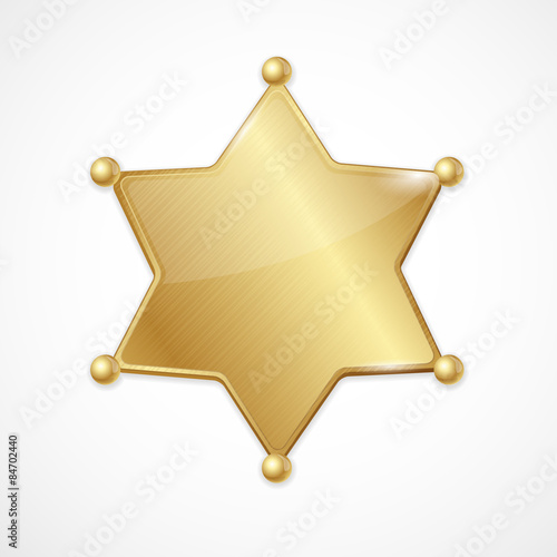 Vector golden sheriff badge star blank