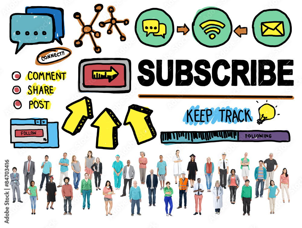 Subscribe Follow Registration Support Media Concept Subscribe Follow Registration Support Media Concept
