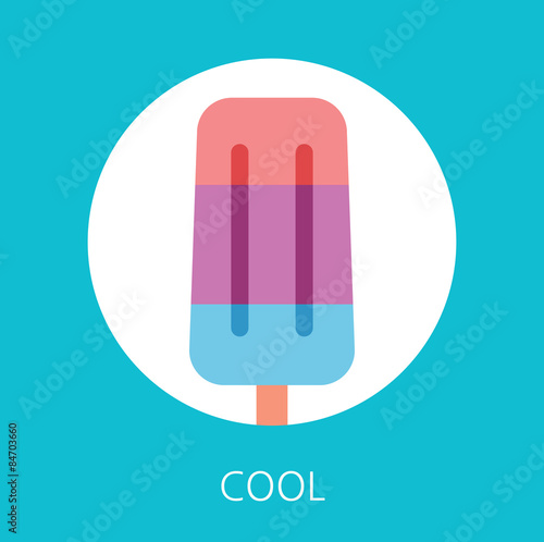Summer holidays vector illustration,flat design icecream and sunglasses concept