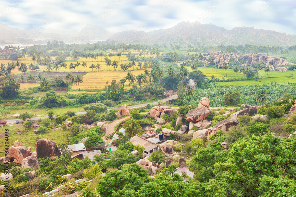 View over Hampi ancient hindu city