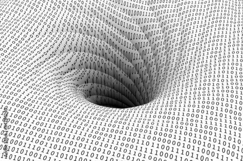 binary code is pulled into a black hole photo