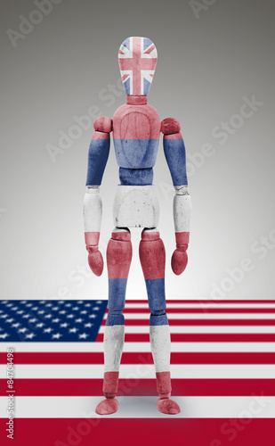 Wood figure mannequin with US state flag bodypaint - Hawaii