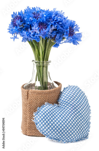 cornflower bouquet in a vase isolated
