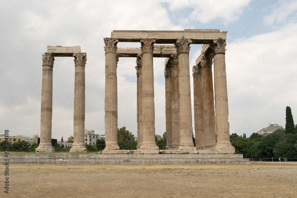 20)	Columns of the temple of zeus against a blue sky.