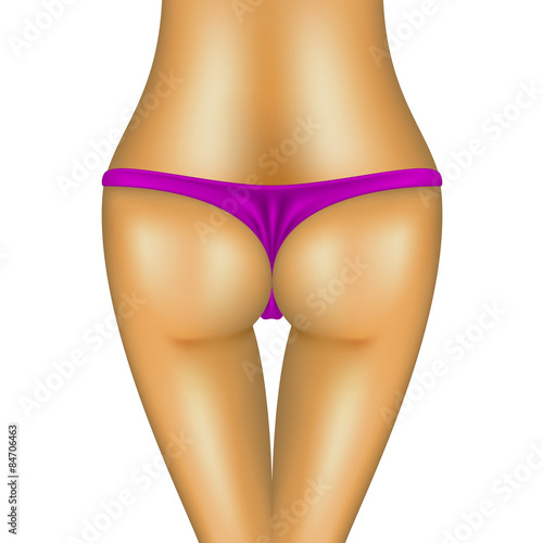 Sexy bum of woman in purple bikini